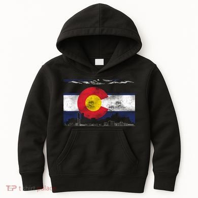 Vintage Colorado Skyline Flag Kids Hoodie