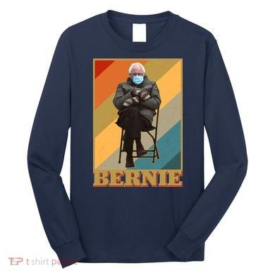 Vintage Colorful Bernie Sanders Mittens Meme Long Sleeve Shirt