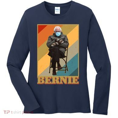 Vintage Colorful Bernie Sanders Mittens Meme Women's Long Sleeve Shirt