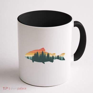 Vintage Colors Forest Bass Fish  Coffee Mug back
