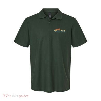 Vintage Colors Forest Bass Fish  Polo