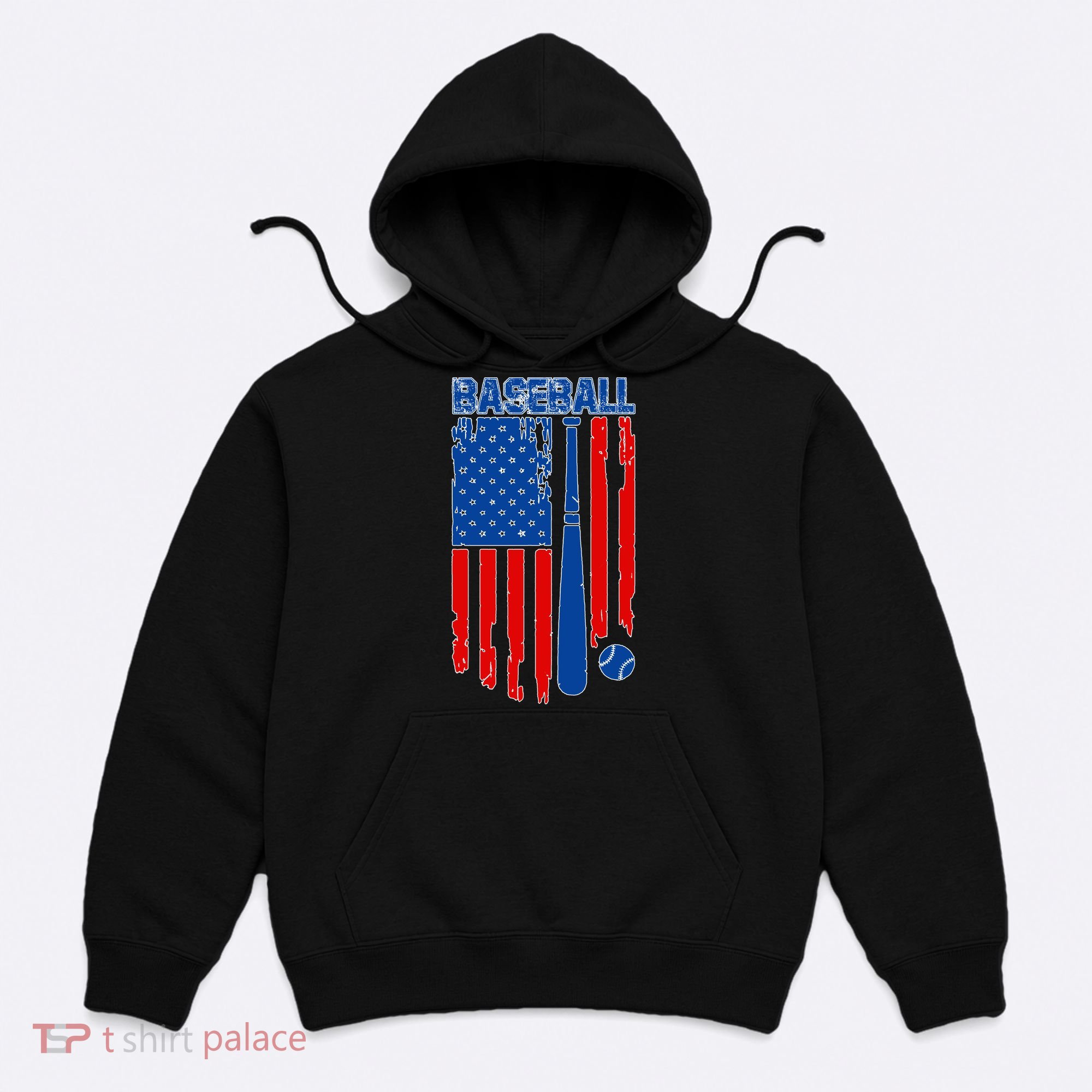 Vintage Cool Baseball American Flag Hoodie