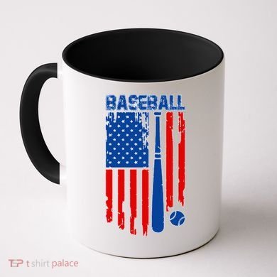 Vintage Cool Baseball American Flag Coffee Mug