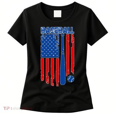Vintage Cool Baseball American Flag Women's T-Shirt