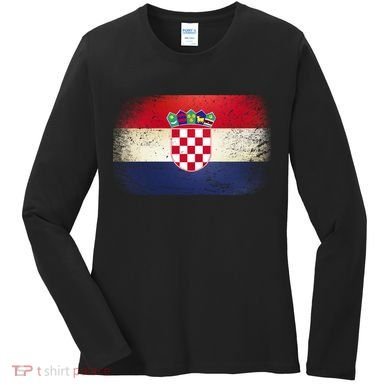 Vintage Croatia Flag Women's Long Sleeve Shirt