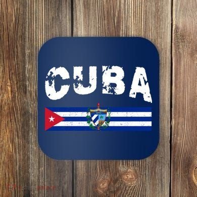 Vintage Cuba Emblem Cuban Flag Coaster