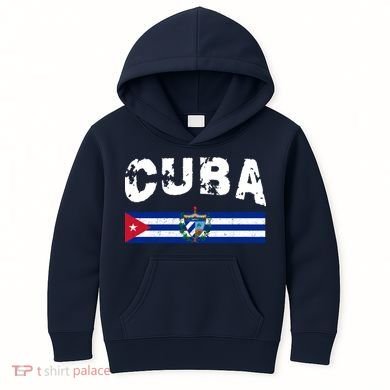 Vintage Cuba Emblem Cuban Flag Kids Hoodie