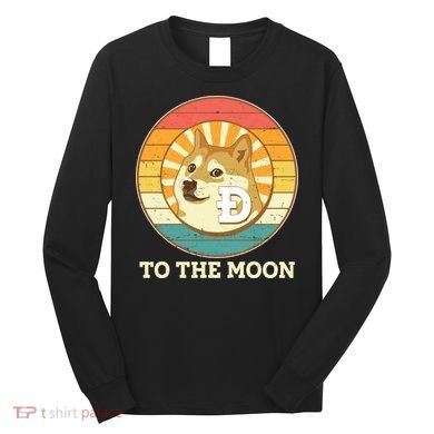 Vintage Dogecoin To The Moon Meme Emblem Long Sleeve Shirt