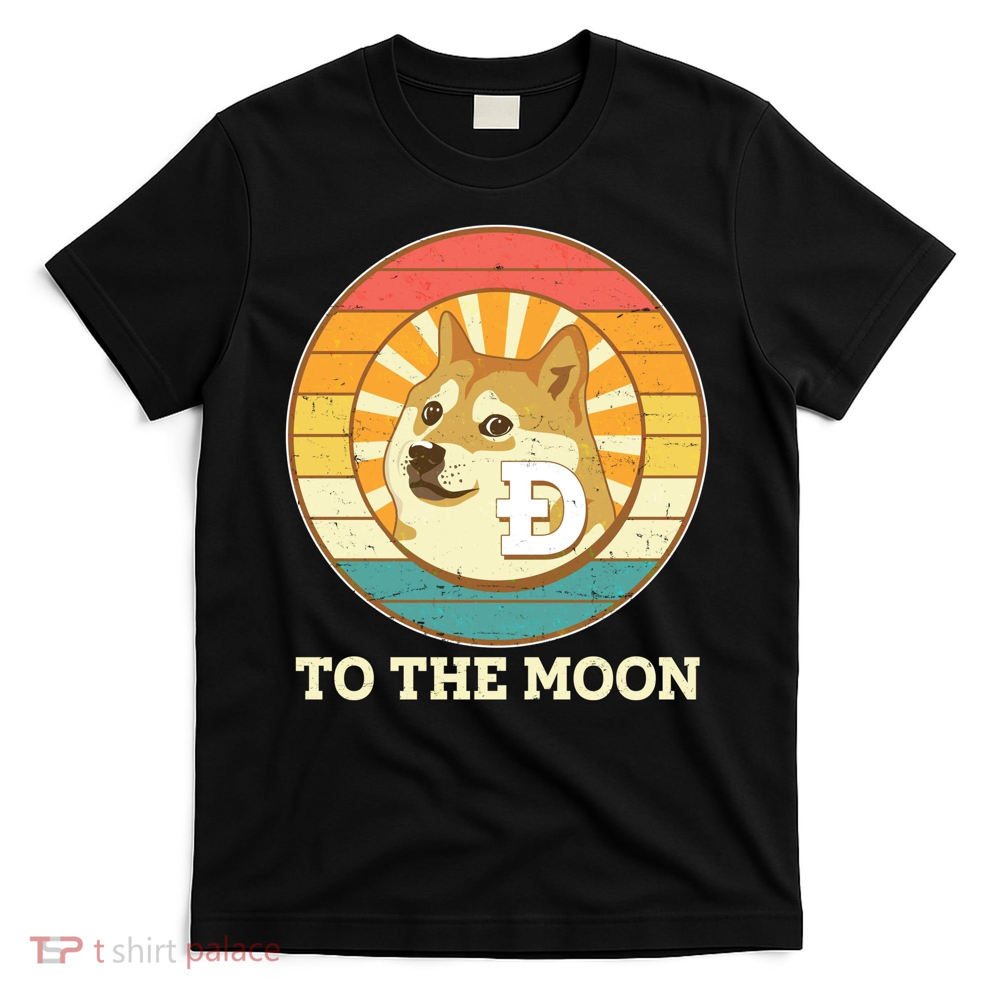 Vintage Dogecoin To The Moon Meme Emblem T-Shirt