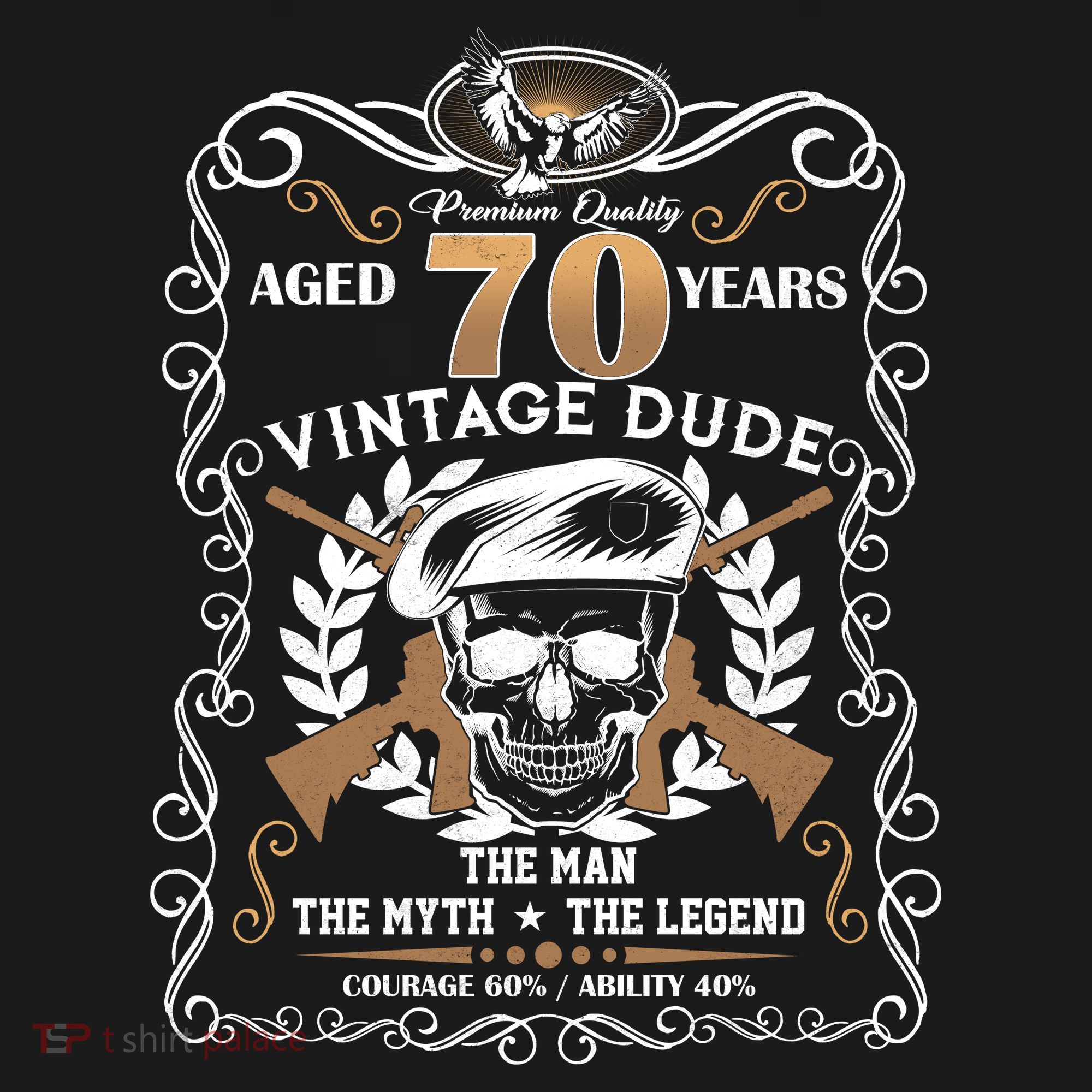 Vintage Dude Aged 70 Years Man Myth Legend 70th Birthday  T-Shirt