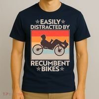 Vintage Easily Distracted By Recumbent Bikes T-Shirt thumb 3