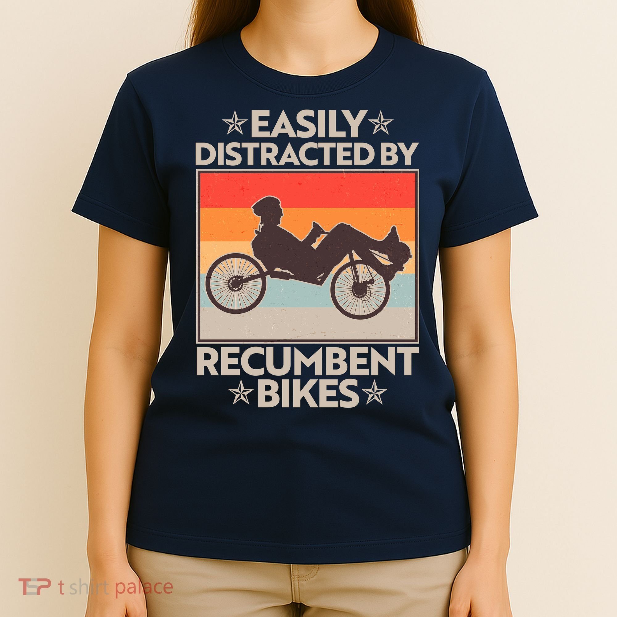Vintage Easily Distracted By Recumbent Bikes T-Shirt