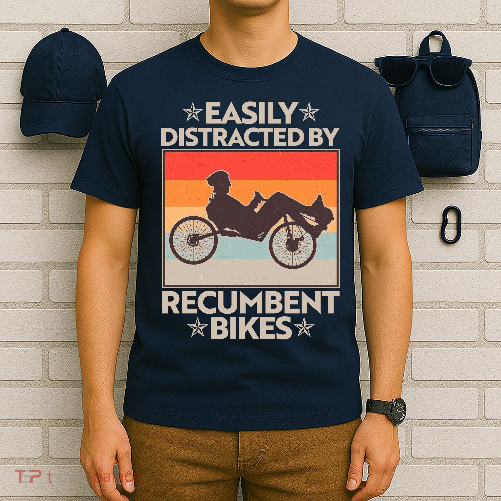 Vintage Easily Distracted By Recumbent Bikes T-Shirt