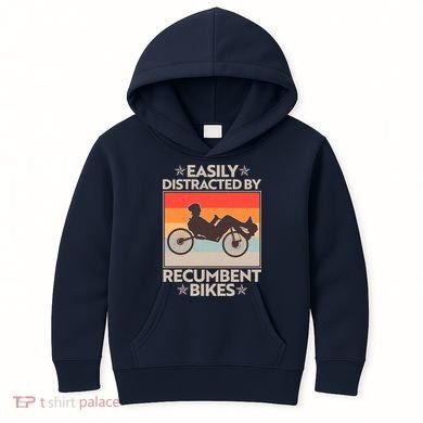 Vintage Easily Distracted By Recumbent Bikes Kids Hoodie