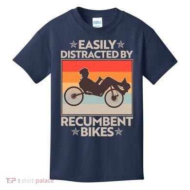 Vintage Easily Distracted By Recumbent Bikes Kids T-Shirt