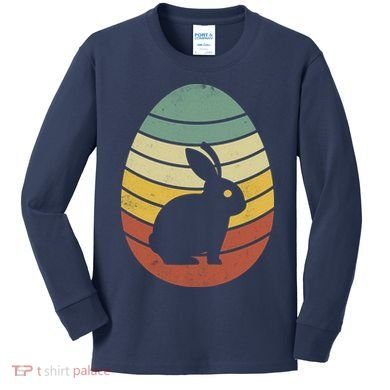 Vintage Easter Bunny Egg Kids Long Sleeve Shirt