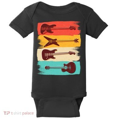 Vintage Electric Guitars Retro Colors Baby Bodysuit