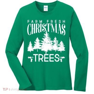 Vintage Farm Fresh Christmas Trees Women's Long Sleeve Shirt