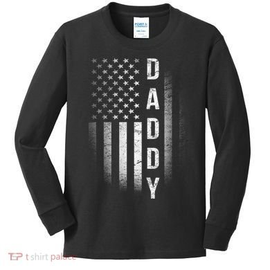 Vintage Flag American Dad Kids Long Sleeve Shirt