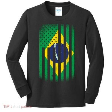 Vintage Flag Of Brazil Kids Long Sleeve Shirt