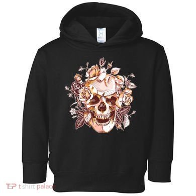 Vintage Floral Flower Skull Toddler Hoodie