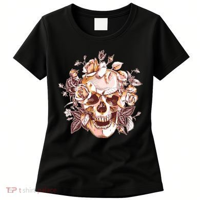 Vintage Floral Flower Skull Women's T-Shirt