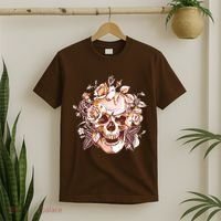 Vintage Floral Flower Skull T-Shirt thumb 2