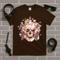 Vintage Floral Flower Skull T-Shirt thumb 5