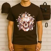 Vintage Floral Flower Skull T-Shirt thumb 6
