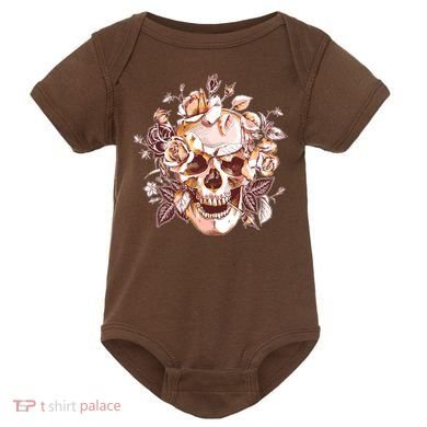 Vintage Floral Flower Skull Baby Bodysuit
