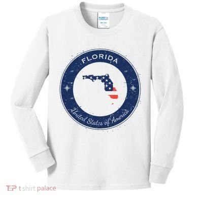 Vintage Florida USA Badge Kids Long Sleeve Shirt