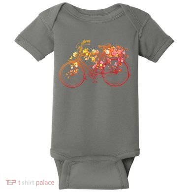 Vintage Flower Bicycle  Baby Bodysuit