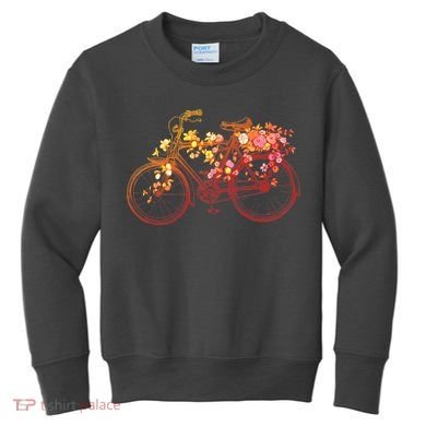 Vintage Flower Bicycle  Kids Sweatshirt
