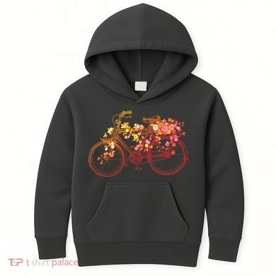 Vintage Flower Bicycle  Kids Hoodie