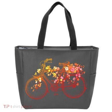 Vintage Flower Bicycle  Tote Bag
