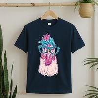 Vintage Funny Cute Chicken Hen With Glasses And Bandana T-Shirt thumb 2