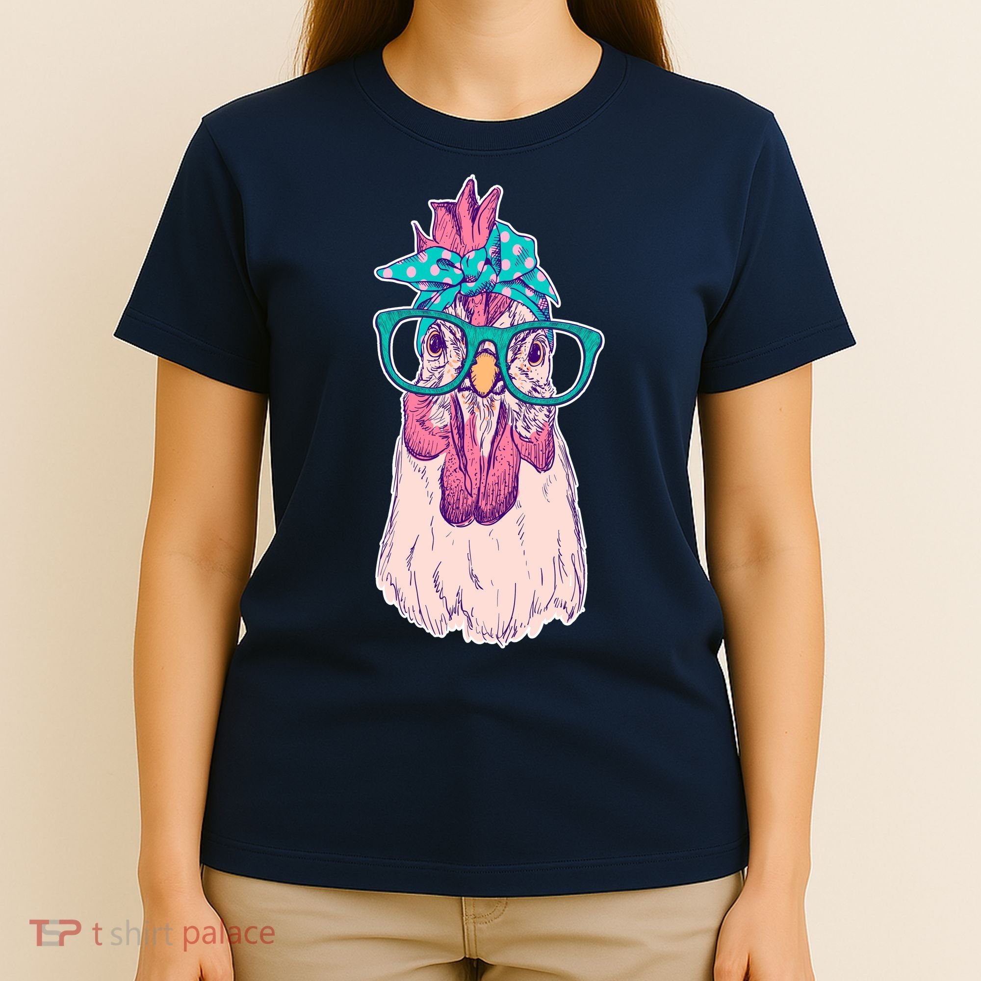 Vintage Funny Cute Chicken Hen With Glasses And Bandana T-Shirt