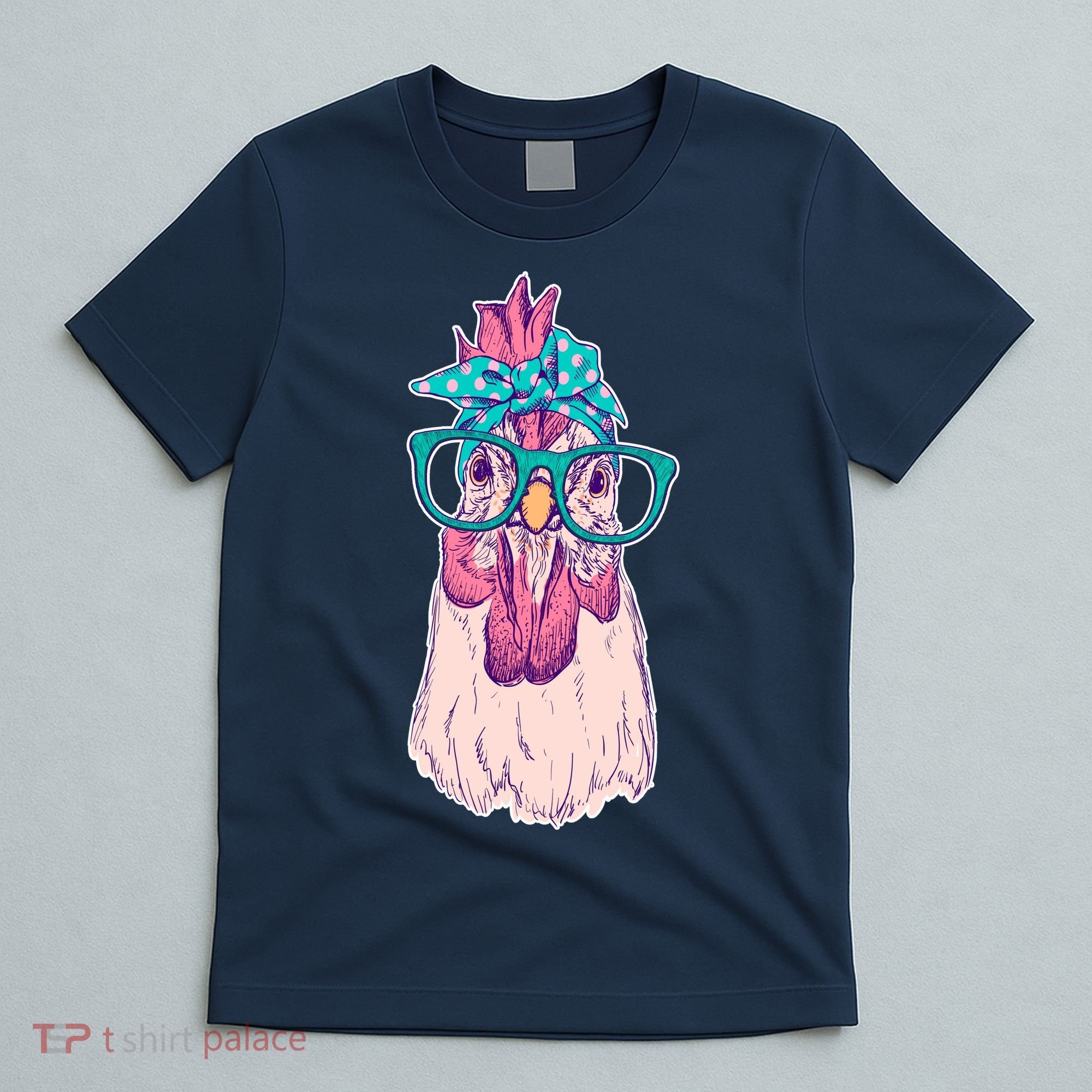 Vintage Funny Cute Chicken Hen With Glasses And Bandana T-Shirt