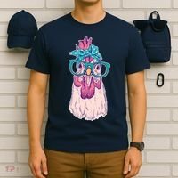 Vintage Funny Cute Chicken Hen With Glasses And Bandana T-Shirt thumb 6