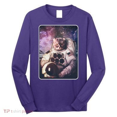Vintage Galaxy Space Astronaut Cat Long Sleeve Shirt