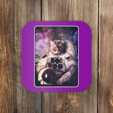 Vintage Galaxy Space Astronaut Cat Coaster