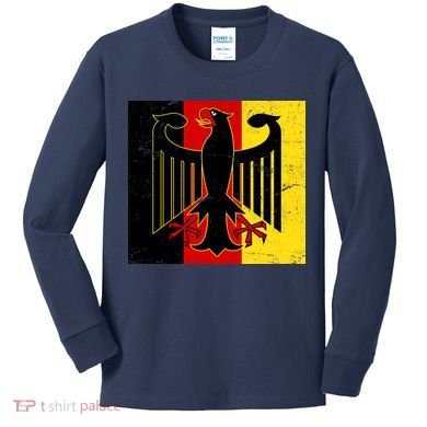 Vintage German Eagle Emblem Flag Kids Long Sleeve Shirt