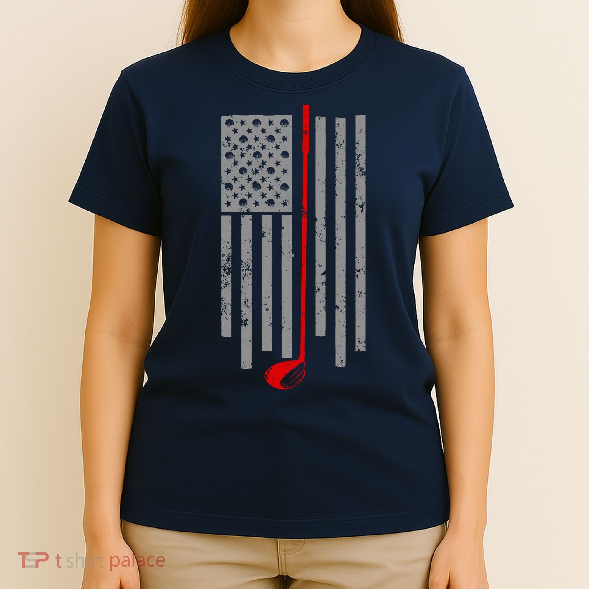 Vintage Golf American Flag USA T-Shirt
