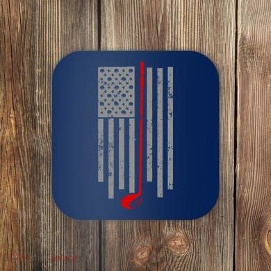 Vintage Golf American Flag USA Coaster