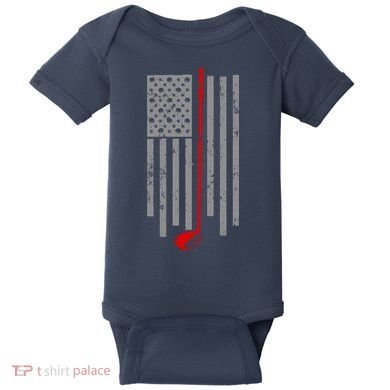Vintage Golf American Flag USA Baby Bodysuit