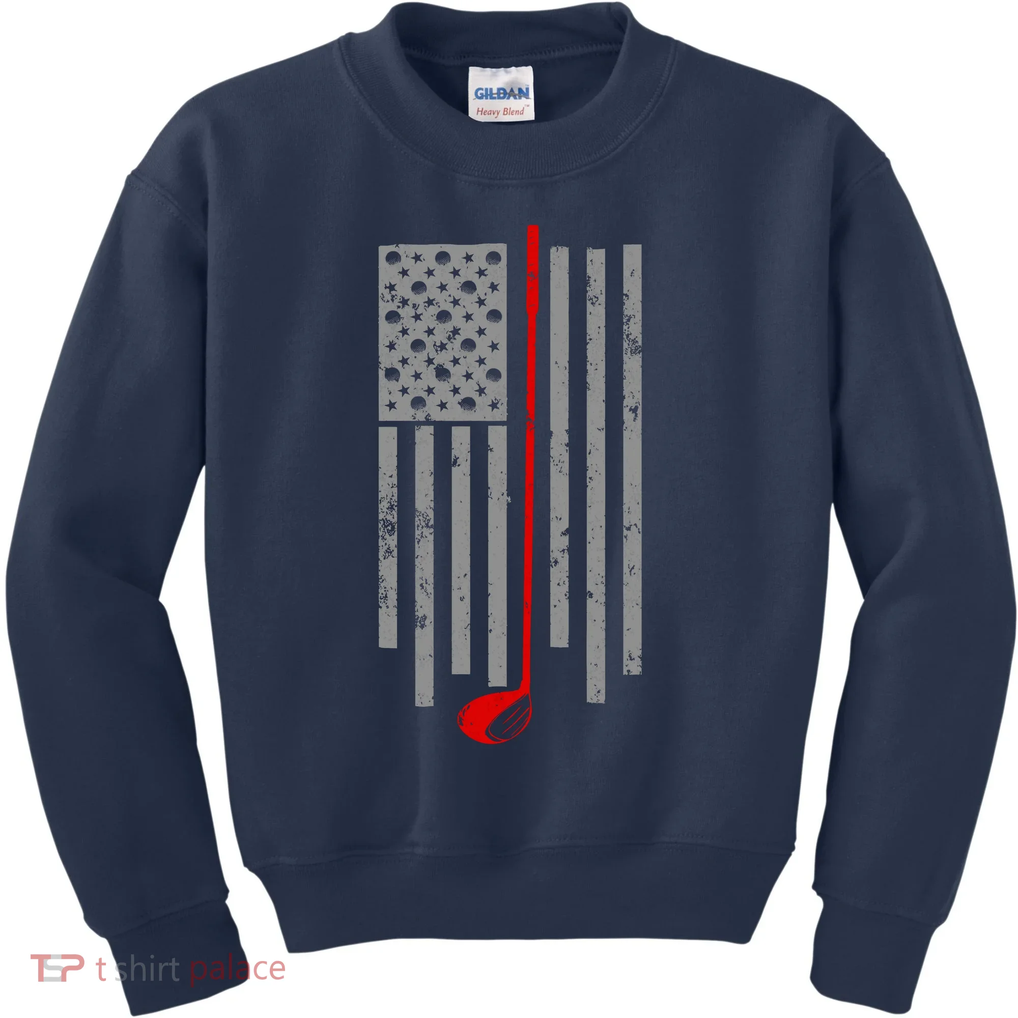 Vintage Golf American Flag USA Kids Sweatshirt