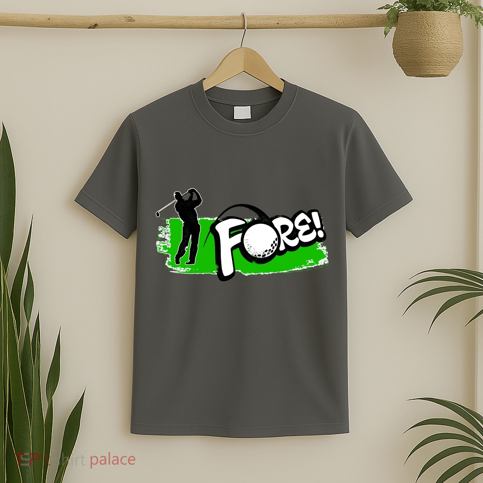 Vintage Golfer Swinging and Saying Fore T-Shirt
