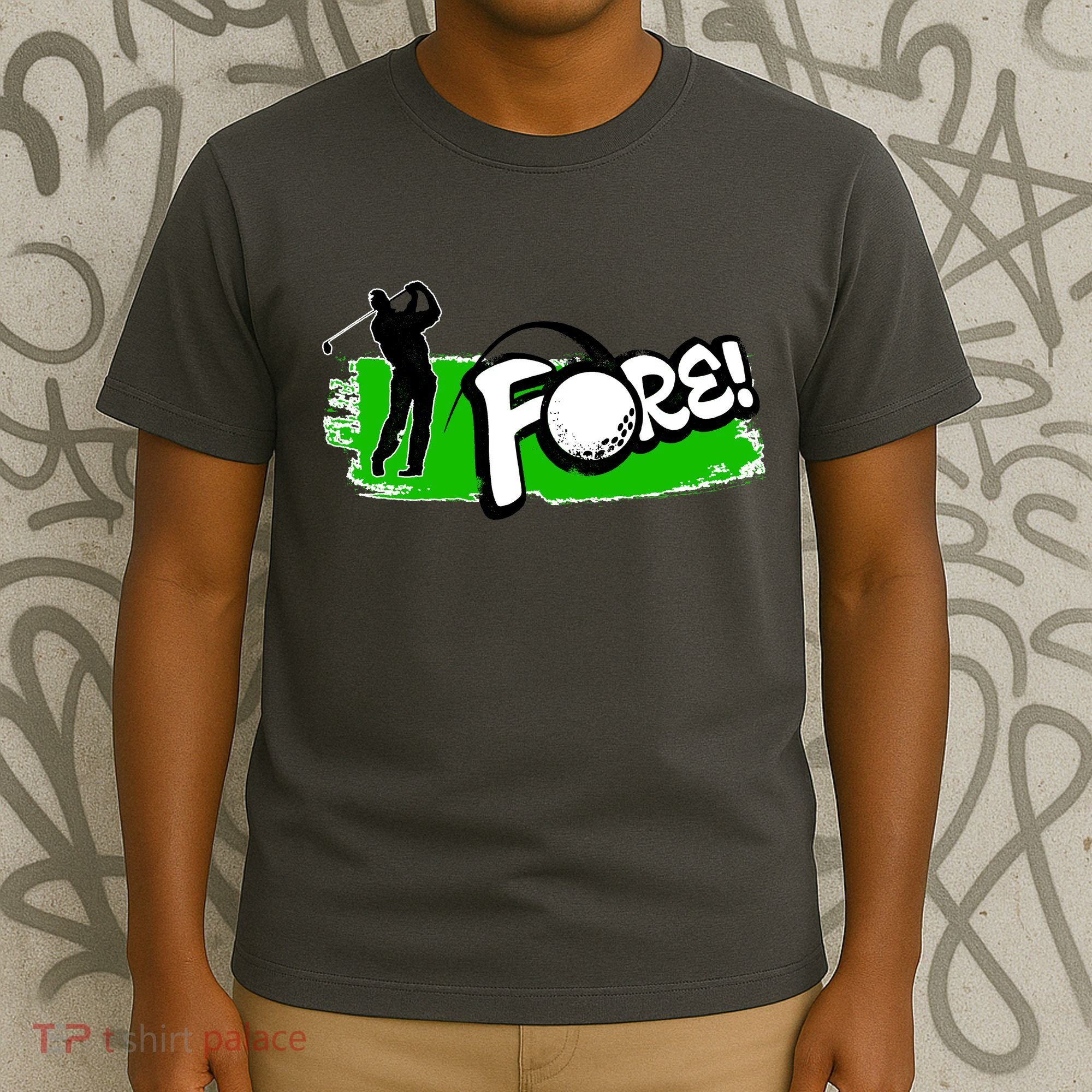 Vintage Golfer Swinging and Saying Fore T-Shirt