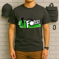 Vintage Golfer Swinging and Saying Fore T-Shirt thumb 6