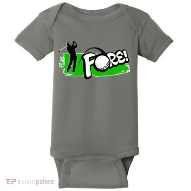 Vintage Golfer Swinging and Saying Fore Baby Bodysuit